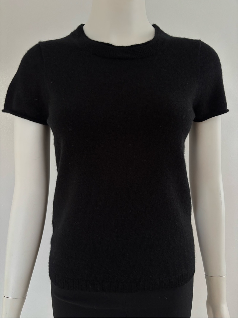 J. Crew 100% Cashmere Black Short-Sleeve Knit Sweater
